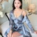 Bộ đồ ngủ nữ mùa hè gợi cảm với dây đeo ngực áo ngủ áo choàng hai dây ren quyến rũ băng lụa dài tay phục vụ mùa xuân đồ bộ mặc nhà Đêm đầm