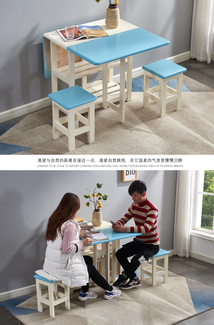 Bàn ăn gỗ gấp Bắc Âu kết hợp bàn ghế căn hộ nhỏ đa chức năng hiện đại bàn tối giản có thể thu vào bàn nhà - Bàn bàn máy tính nhỏ gọn