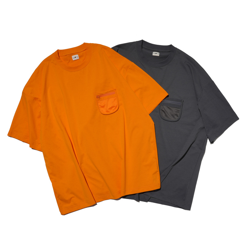 Xccc Fishbone 180g Loose and Lightweight Summer Refreshing Casual Double-Pocket Quick-Drying Short-Sleeve T-Shirt for Men and Women