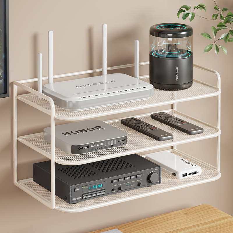 路由器放置架wifi整理架墙上免打孔机顶盒收纳盒壁挂式分层储物盒