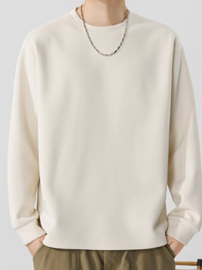 长袖t恤男圆领内搭2025春秋冬季新款重磅加绒打底衫休闲男装卫衣