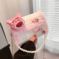 Кукла Клубничный Медведь Белый Светло-Розовый [Бесплатный Портативный Жемчуг + Цепочка] Пакет материалов + Учебное пособие