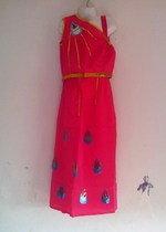  Peacock dance performance costume Ethnic minority Dai costume Gourd silk performance costume Girls  costume Rose red