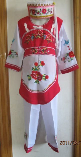 Dali Bai Children's Girls Dance Show Hulux Play stage suit for ethnic white clothing