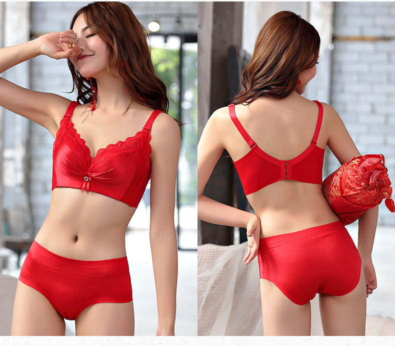 Bộ đồ lót năm sinh ra áo ngực nữ không có vòng thép để nhận cô dâu vắt sữa cưới áo ngực đỏ phần mỏng năm heo áo ngực không gọng