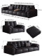 Italian-Style Minimalist Large Black Bear Leather Sofa for Living Room, Suitable for Small Apartments, Modern and Simple, Light Luxury, Home Use, Straight-Line Elephant Ear Design