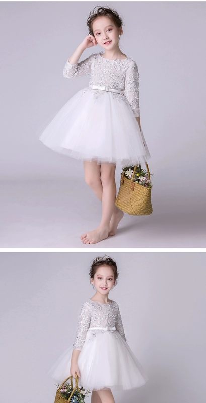 Hoa cô gái váy cô gái piano trang phục catwalk công chúa váy của trẻ em váy cưới chủ nhà nhỏ sinh nhật sợi mịn mùa thu