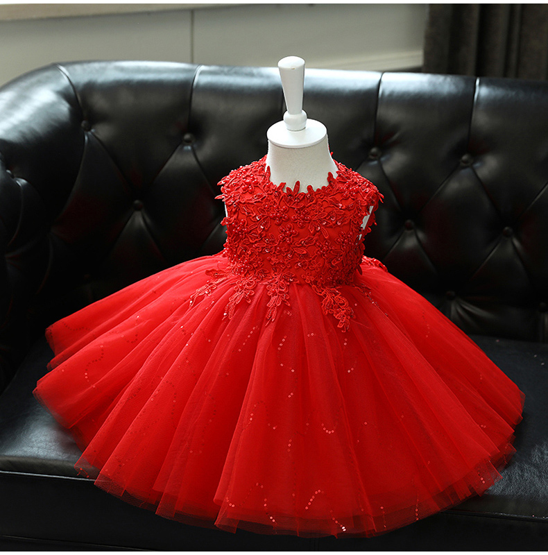 Mới màu đỏ hoa cô gái ăn mặc nữ đàn piano trang phục công chúa váy cô gái ăn mặc trẻ em váy pettiskirt mùa hè váy đầm xuân hè đẹp cho bé gái