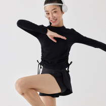 Slim-fitting running breathable top slimming yoga wear long-sleeved drawstring new casual training elastic autumn and winter cotton feel