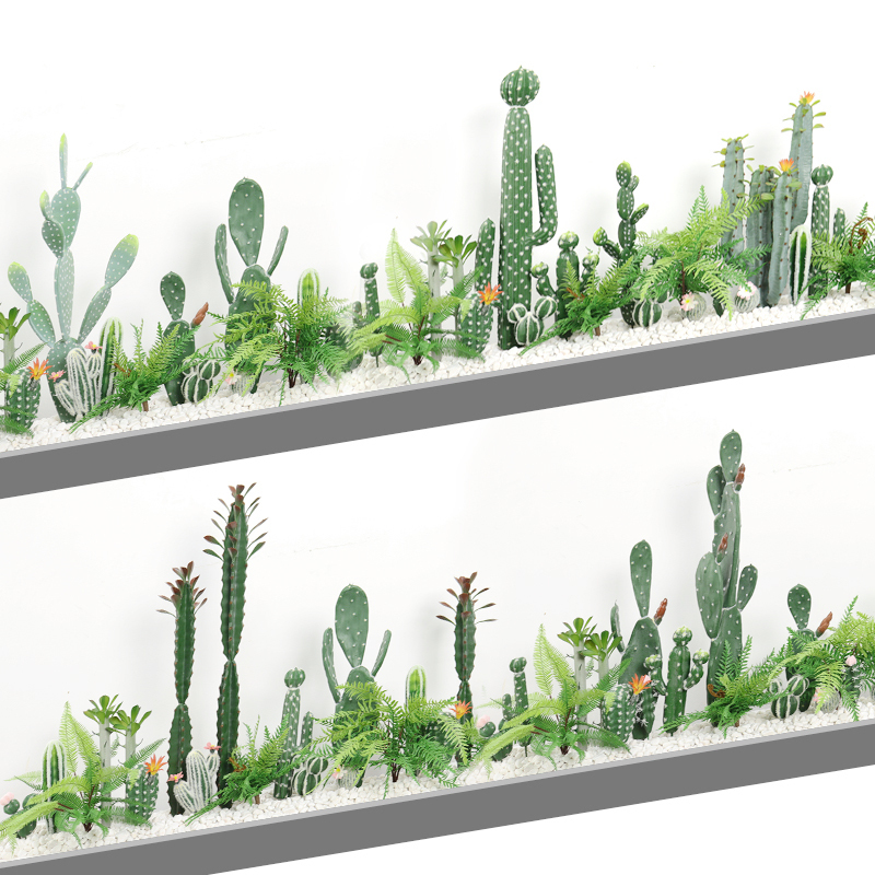 Small Simulated Cactus Landscaping Combination Bonsai Set, Succulent Green Plants, Window Decoration Ornaments, High-End Light Luxury