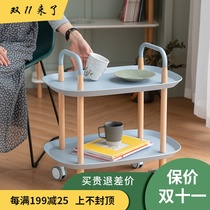 Nordic small apartment mobile small coffee table living room storage simple small trolley sofa small corner several household multi-function