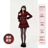 Красное цветное весеннее платье, шерстяной ретро корсет, костюм, юбка, 2023, плиссированная юбка