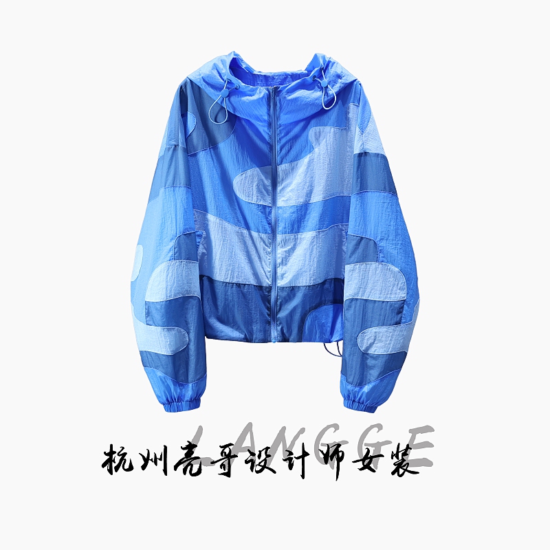 Liangge/Liang Ge【Blue Ripple】Autumn Lightweight Wave Layered Patchwork Designer European Style Jacket 261615