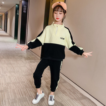 Girl autumn Net red suit 2021 New Korean version of foreign atmosphere little girl Autumn sports clothes two-piece trend