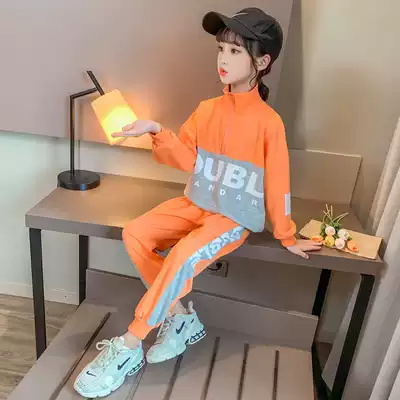 Girls' autumn Net red suit 2021 new foreign school children Korean little girl Autumn sports two-piece set