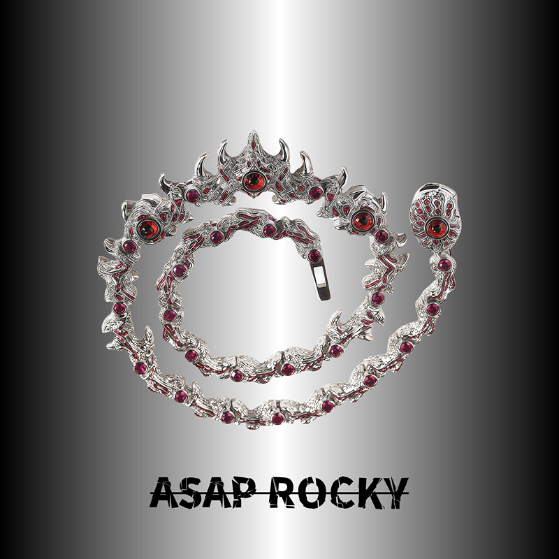 Asap Rocky Spiked Red Eyes Thorn Trendy Men's Pendant Necklace Fashion Light Luxury Trendy Unisex Hip-Hop Clavicle Chain