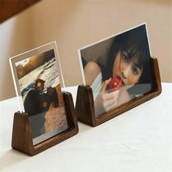 Solid Wood Transparent Acrylic Photo Frame Display Stand, High-End Feel, Creative Photo Album Printing with Added Photos 6inch
