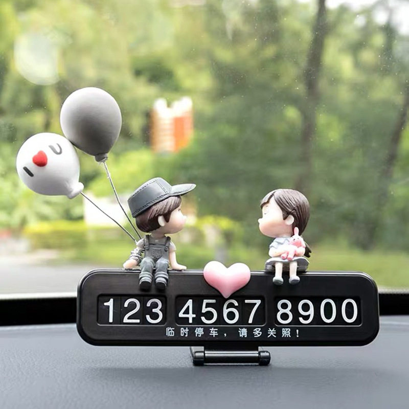 On-board creative car Car Temporary Parking Mobile Phone Call Signs Tennis Red Caravan Lady Car Number Digital Pendulum