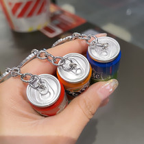 Net red pop can coke car key button male and female cute couple pendant ins personality cartoon school bag hanging decoration
