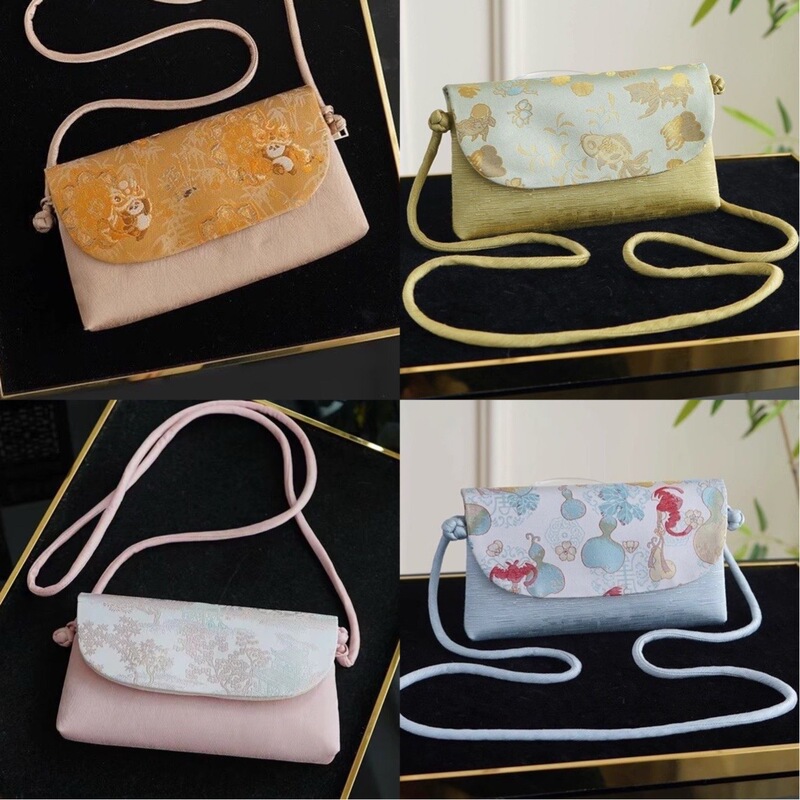 Song Jinxiu Flower New Chinese Style National Style Handbag Single Shoulder Crossbody Bag Fashionable Versatile Clothing Silk Bag Mobile Phone Women's Bag Song Jinxiu Flower New Chinese Style National Style Handbag Single Shoulder Crossbody Bag Fashionable Versatile Clothing Silk Bag Mobile Phone Women's Bag