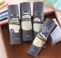 Korea Cute Cute Cute Cute creative PU Cortex Karong Cat Retro Brief Student Roll Pen Bag