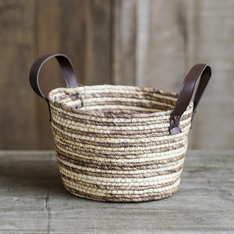 Left Bank Mata Mody Grass Woven Basket Seagrass Livingroom Mixed Flower Basket Home Flower Arrangement Floral double ear Handwoven basket