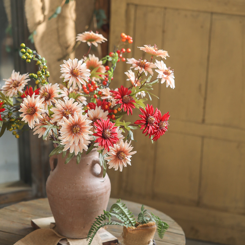 Left Bank Wheat field Audrey 5 Daisies artificial flowers Fake flowers Living room dining table Vintage floral Chrysanthemum silk flowers
