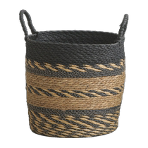 African style flower baskets hand-woven baskets decorative straw baskets double-eared flower pot baskets floor-standing home accessories