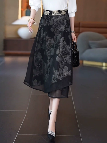 Летняя дизайнерская длинная юбка, тренд сезона, средней длины, А-силуэт