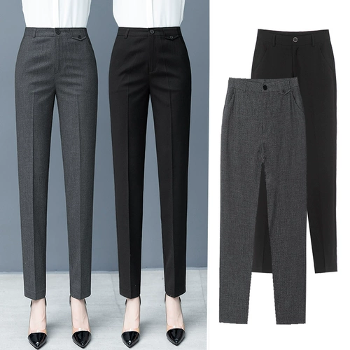 Пиджак классического кроя, осенние черные штаны для отдыха, высокая талия, свободный прямой крой