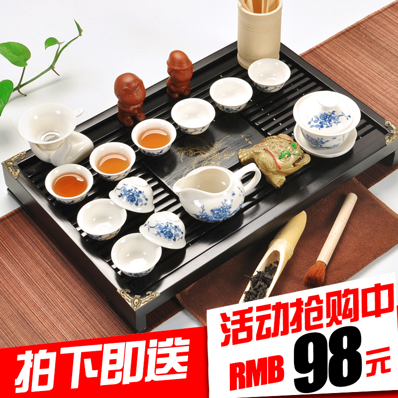 All flourishing tea set home a whole set of violet arenaceous kung fu tea set solid wood tea tray tea table