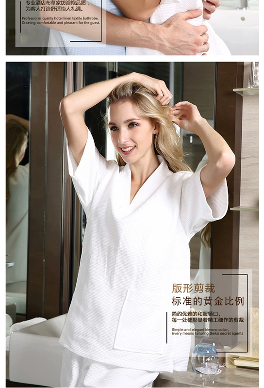 Bộ đồ ngủ bó tay tình yêu cotton ngắn tay mùa xuân hè, hè và thu nam đôi nam nữ kiểu cotton mỏng phần giản dị phục vụ nhà phù hợp quần áo nữ