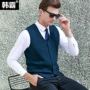 Thương hiệu áo len mùa thu và mùa đông vest nam đan áo len nam trẻ trung không tay vest vest nam áo dệt kim tay ngắn