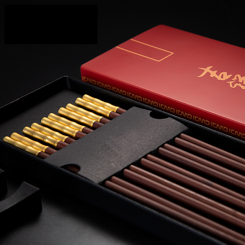 "Good home mouldproof and heat - resistant porcelain alloy chopsticks antiskid solid wood chopsticks 10 pairs of red sandalwood family pack round head chopsticks