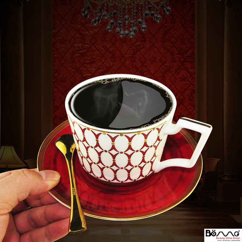 European royal tea restaurant club creative ceramic Anglo - American red coffee cup suit afternoon dessert
