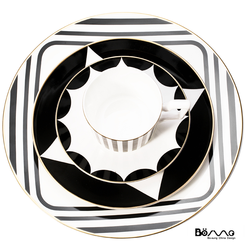 The Nordic matte enrolled, black and white stripes up phnom penh ipads porcelain tableware club coffee cup mock up room decoration soft decoration plate of sell like hot cakes