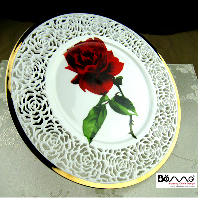 Up Phnom penh dish LvKong rose, white rose plate new classical art plate carving, ipads China plate