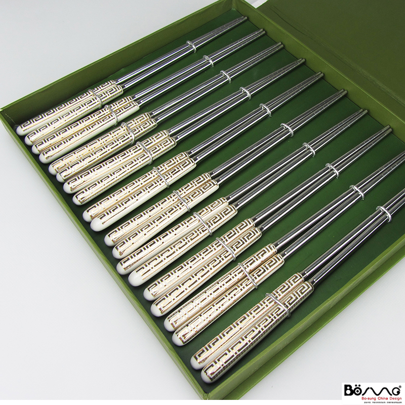 European golden 10 pairs of chopsticks suit ipads China ten double chopsticks box suit mid - range European chopsticks