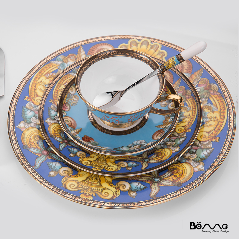 Exports Europe and the United States Marine world hotel ipads China tableware to western - style food tray cups and saucers knife and fork spoon, chopsticks conch snack plate of sell like hot cakes