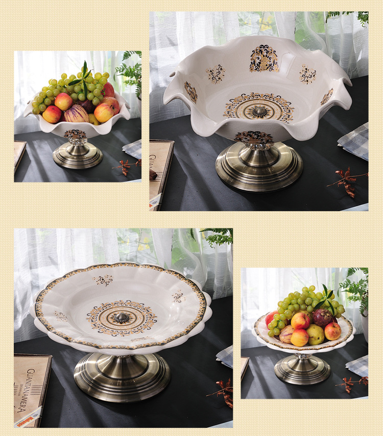 Fruit stand European ceramic Fruit bowl KTV room table place decoration key-2 luxury honourable compote