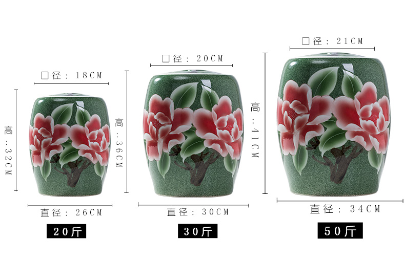 Jingdezhen ceramic ricer box barrel storage bins 30 jins of large capacity storage tank with cover seal household moistureproof insect - resistant