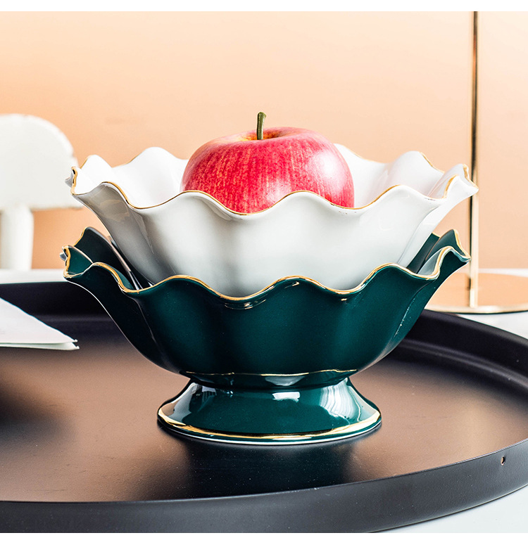 European ceramic candy dishes light key-2 luxury home sitting room of modern high - grade fruit bowl dried fruit tray table furnishing articles to receive dish