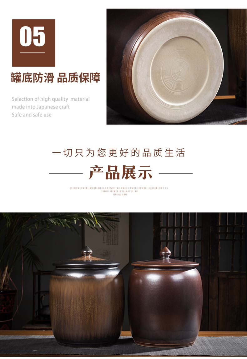 Jingdezhen ceramic barrel oil cylinder 20 jins 30 jins 50 kg moisture insect - resistant household with cover seal ricer box rice storage tank