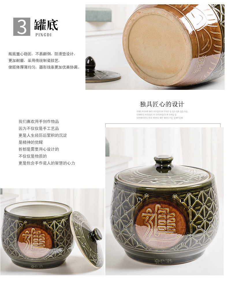 Jingdezhen ceramic barrel with cover home 50/100 kg pack m tank storage flour ricer box sealing moisture insect - resistant