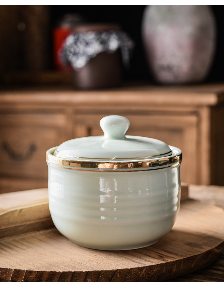 Stew ceramic bird 's nest with cover every household water Stew pot soup curing high - temperature small soup bowl, small single use