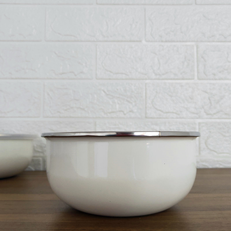 Enamel bowls household with cover northern wind Enamel baby children eat a small bowl of soup bowl mercifully rainbow such as bowl of fresh salad bowl