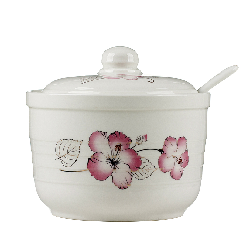 Ceramic as the seasoning with cover pot home seasoning salt kitchen condiment box of chilli oil seasoning as cans suits for