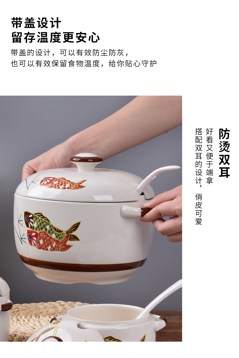 Ceramic household with cover as the kitchen high - capacity chilli oil jar jar of salt sugar jar of high - temperature flavor pot