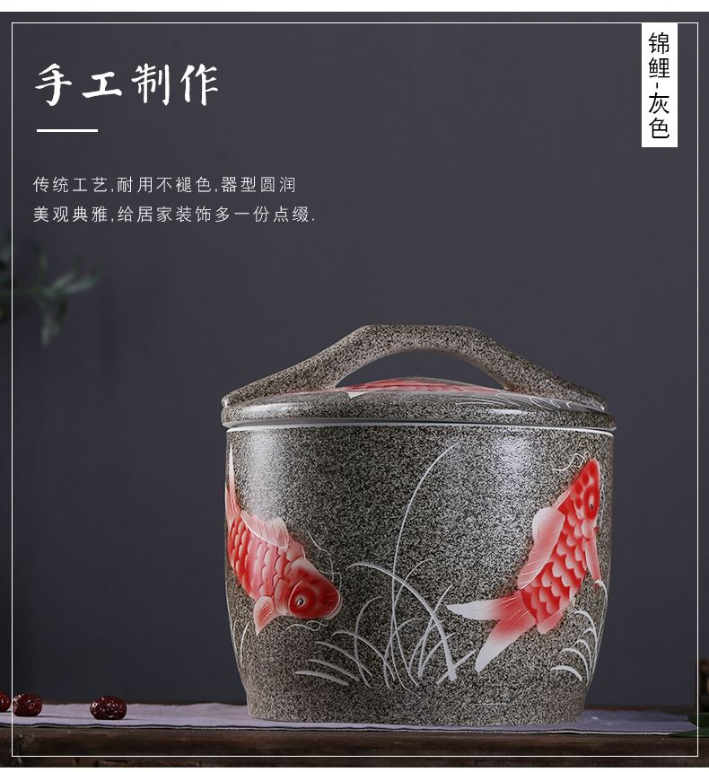 Jingdezhen ceramic barrel with cover home 20 jins 10 jins ricer box insect - resistant seal rice pot rice storage boxes of restoring ancient ways