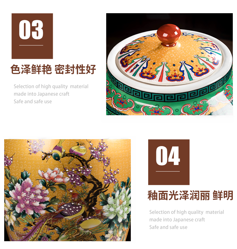 Jingdezhen ceramic barrel household moistureproof cylinder ricer box 50 kg pack restoring ancient ways with cover seal oil cylinder tank rice storage tank